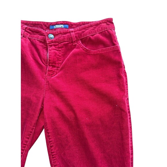Chaps Womens Corduroy Pants Red Velvet Feel Size 6 Preppy Y2K Style Fall - Picture 6 of 14